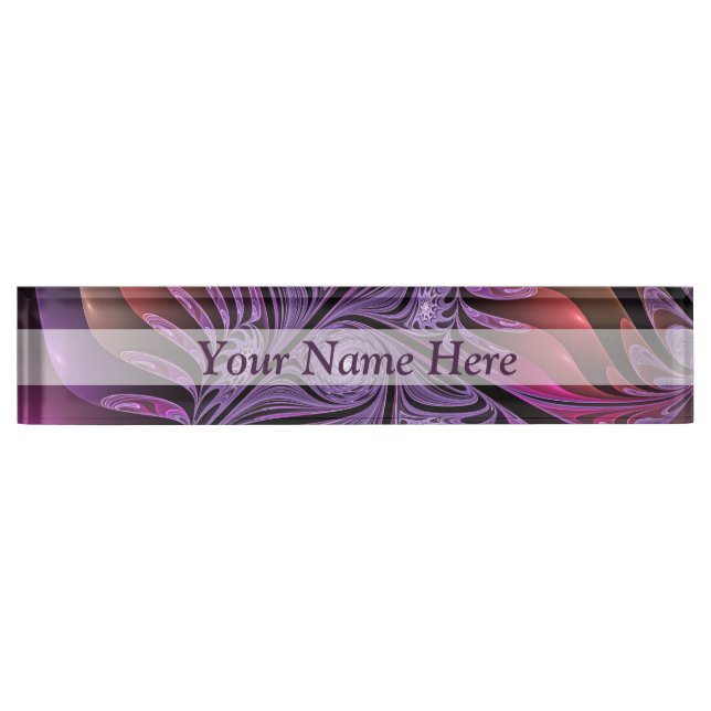 Colourful Fantasy Abstract Modern Purple Fractal Nameplate (Front)