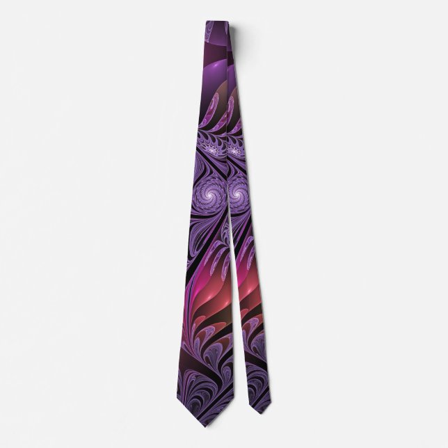 Colourful Fantasy Abstract Modern Purple Fractal Tie (Front)