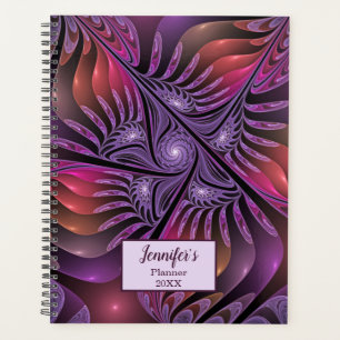 Colourful Fantasy Abstract Purple Fractal Art Name Planner