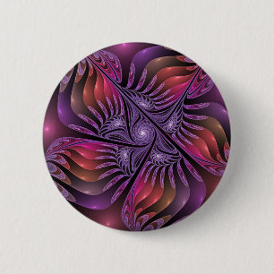 Colourful Fantasy Abstract Trippy Purple Fractal 6 Cm Round Badge