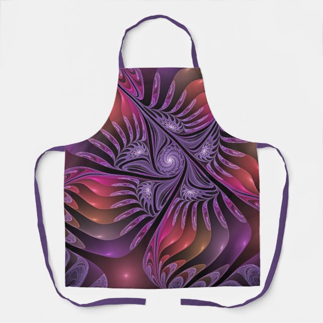 Colourful Fantasy Abstract Trippy Purple Fractal Apron (Front)