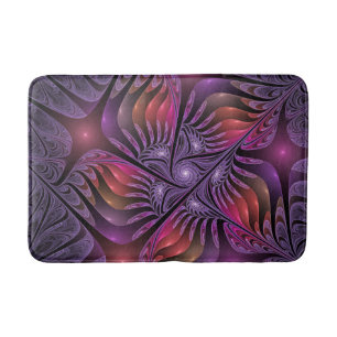 Colourful Fantasy Abstract Trippy Purple Fractal Bath Mat