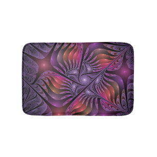 Colourful Fantasy Abstract Trippy Purple Fractal Bath Mat
