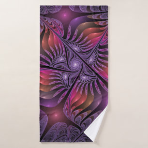 Colourful Fantasy Abstract Trippy Purple Fractal Bath Towel
