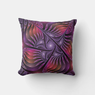 Colourful Fantasy Abstract Trippy Purple Fractal Cushion