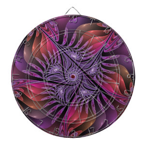 Colourful Fantasy Abstract Trippy Purple Fractal Dartboard