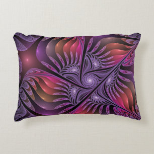 Colourful Fantasy Abstract Trippy Purple Fractal Decorative Cushion
