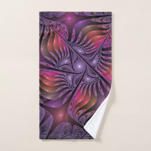 Colourful Fantasy Abstract Trippy Purple Fractal Hand Towel