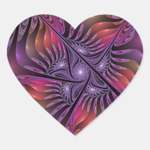 Colourful Fantasy Abstract Trippy Purple Fractal Heart Sticker