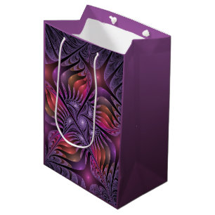 Colourful Fantasy Abstract Trippy Purple Fractal Medium Gift Bag