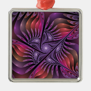 Colourful Fantasy Abstract Trippy Purple Fractal Metal Tree Decoration