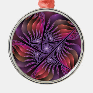 Colourful Fantasy Abstract Trippy Purple Fractal Metal Tree Decoration