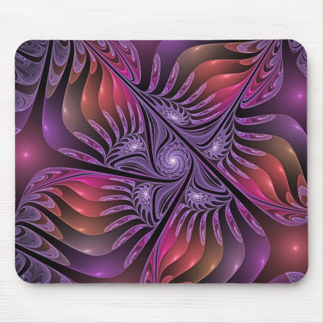 Colourful Fantasy Abstract Trippy Purple Fractal Mouse Mat (Front)