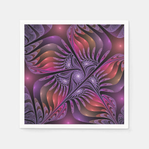 Colourful Fantasy Abstract Trippy Purple Fractal Napkin