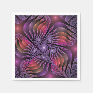 Colourful Fantasy Abstract Trippy Purple Fractal Napkin