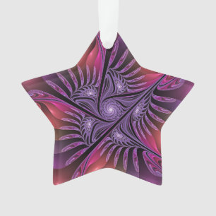 Colourful Fantasy Abstract Trippy Purple Fractal Ornament