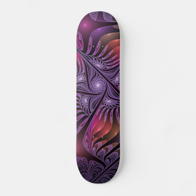 Colourful Fantasy Abstract Trippy Purple Fractal Skateboard (Front)