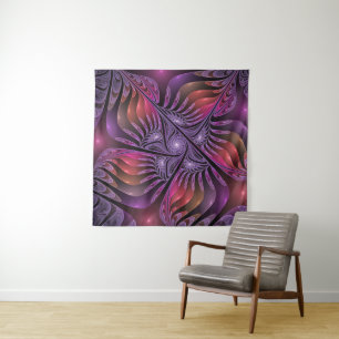 Colourful Fantasy Abstract Trippy Purple Fractal Tapestry