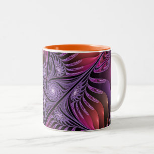 Colourful Fantasy Abstract Trippy Purple Fractal Two-Tone Coffee Mug