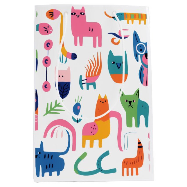 Colourful fantasy animals  medium gift bag (Front)