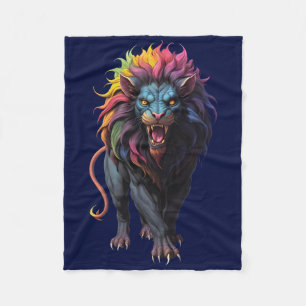 Colourful Fantasy Art a Lion Fleece Blanket