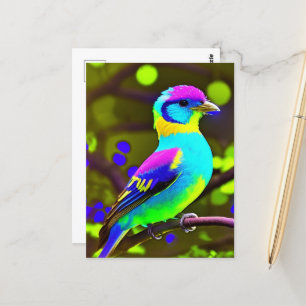 Colourful Fantasy Bird Postcard