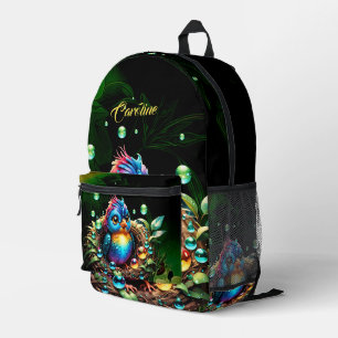 Colourful fantasy bird printed backpack