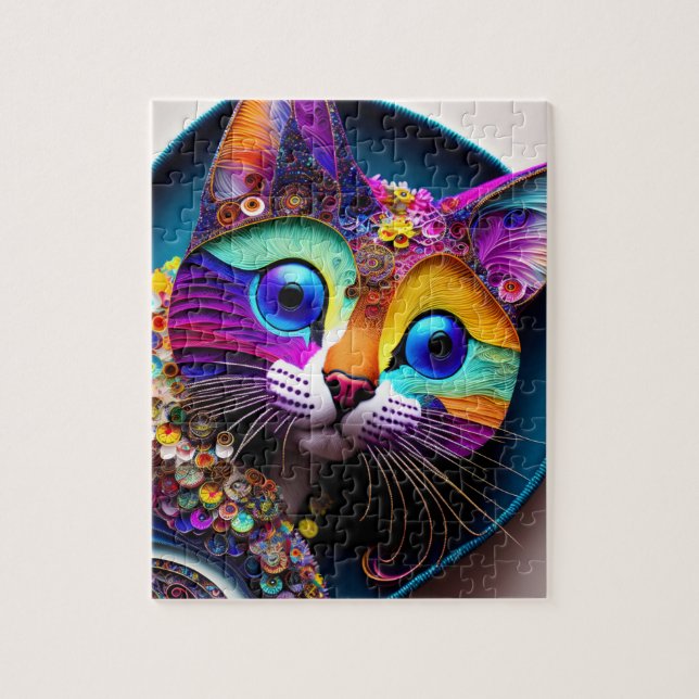 Colourful Fantasy Cat 8" X 10" Jigsaw Puzzle (Vertical)