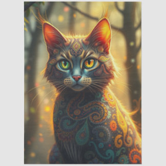 Colourful Fantasy Cat  Tissue Paper