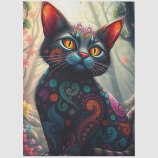 Colourful Fantasy Cat  Tissue Paper