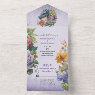 Colourful Fantasy Dragon Wedding All In One Invitation