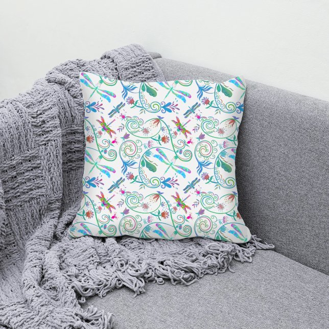 Colourful Fantasy Dragonflies Pattern Cushion (Creator Uploaded)