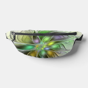 Colourful Fantasy Flower Modern Abstract Fractal Bum Bags