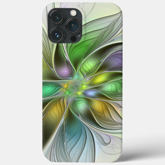 Colourful Fantasy Flower Modern Abstract Fractal Case-Mate iPhone Case (Back)