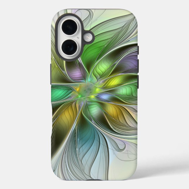 Colourful Fantasy Flower Modern Abstract Fractal Case-Mate iPhone Case (Back)