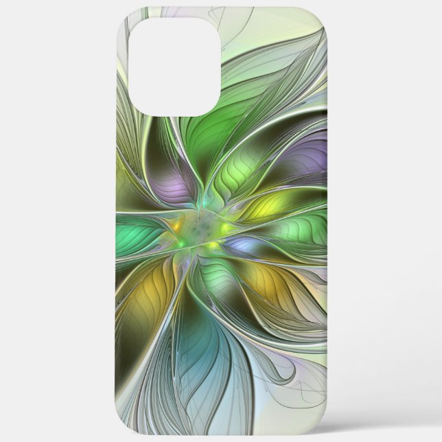 Colourful Fantasy Flower Modern Abstract Fractal Case-Mate iPhone Case (Back)