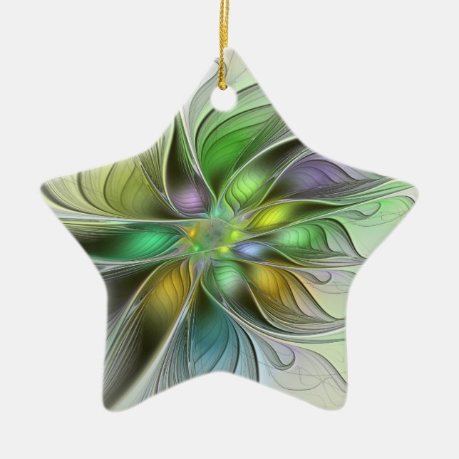 Colourful Fantasy Flower Modern Abstract Fractal Ceramic Tree Decoration (Front)