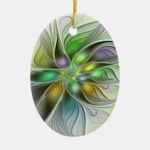 Colourful Fantasy Flower Modern Abstract Fractal Ceramic Tree Decoration