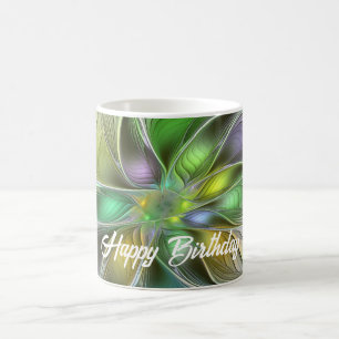 Colourful Fantasy Flower Modern Abstract Fractal Coffee Mug