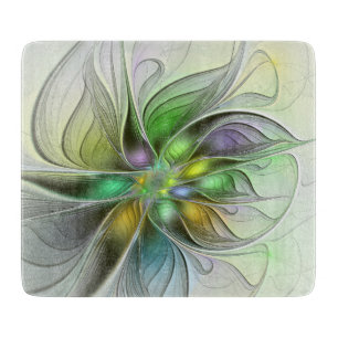 Colourful Fantasy Flower Modern Abstract Fractal Cutting Board