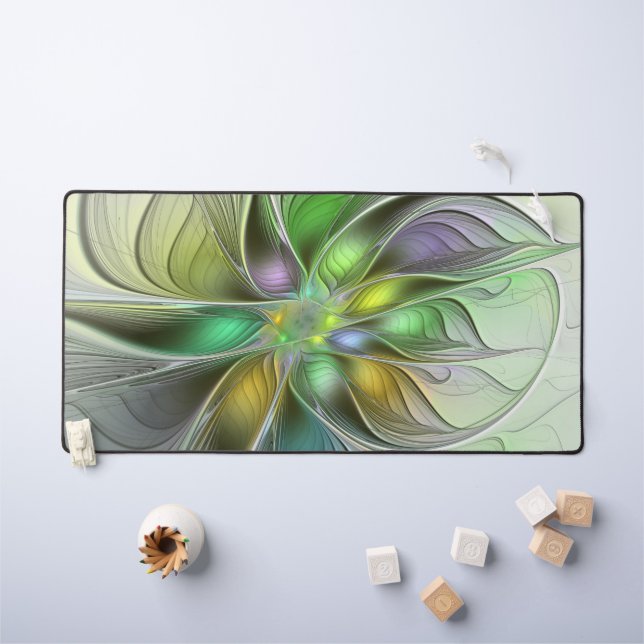 Colourful Fantasy Flower Modern Abstract Fractal Desk Mat (Kids Table)