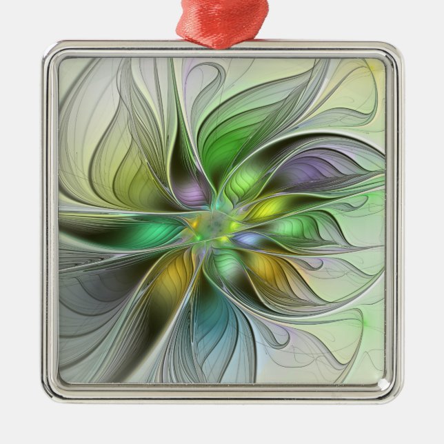 Colourful Fantasy Flower Modern Abstract Fractal Metal Tree Decoration (Front)