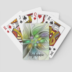 Colourful Fantasy Flower Modern Abstract Fractal Playing Cards