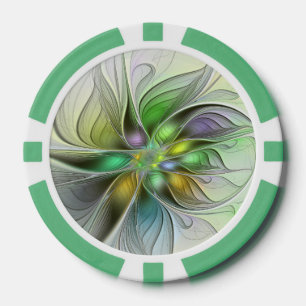 Colourful Fantasy Flower Modern Abstract Fractal Poker Chips