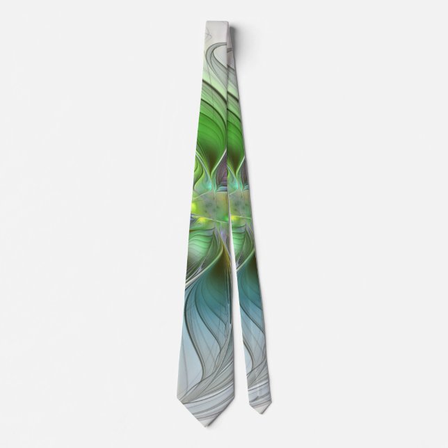 Colourful Fantasy Flower Modern Abstract Fractal Tie (Front)