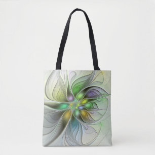 Colourful Fantasy Flower Modern Abstract Fractal Tote Bag