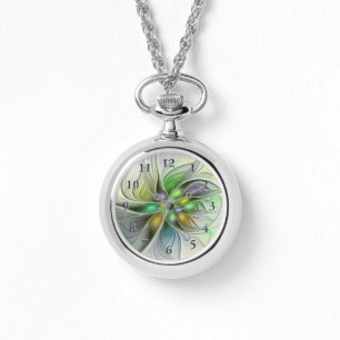 Colourful Fantasy Flower Modern Abstract Fractal Watch