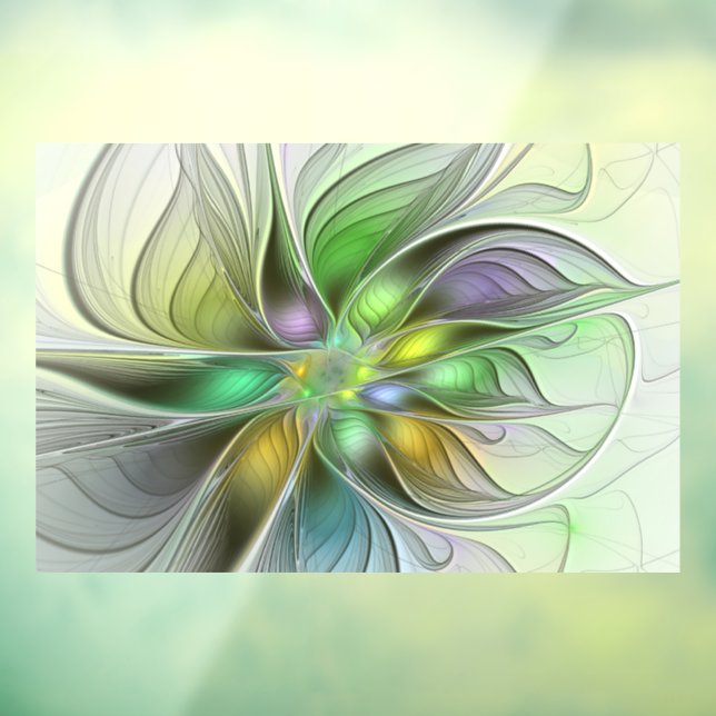 Colourful Fantasy Flower Modern Abstract Fractal Window Cling (Sheet 3)