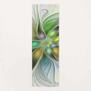 Colourful Fantasy Flower Modern Abstract Fractal Yoga Mat