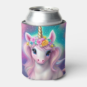 Colourful Fantasy Kawaii Unicorn  Can Cooler